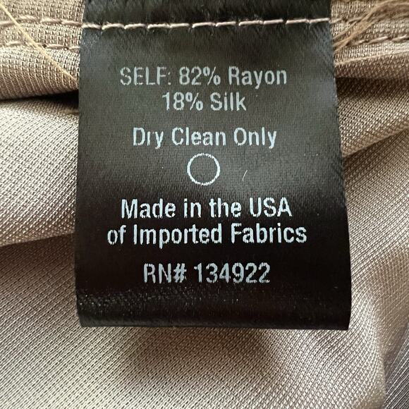 Emerson Fry Tan Velvet Silk Wide Leg Pants Small Pull On Elegant Cocktail X23 - Picture 5 of 6